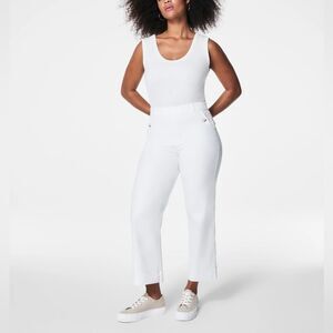 Spanx Stretch Twill Cropped Wide Leg Pants – White, Pull-On, Size M NWT
